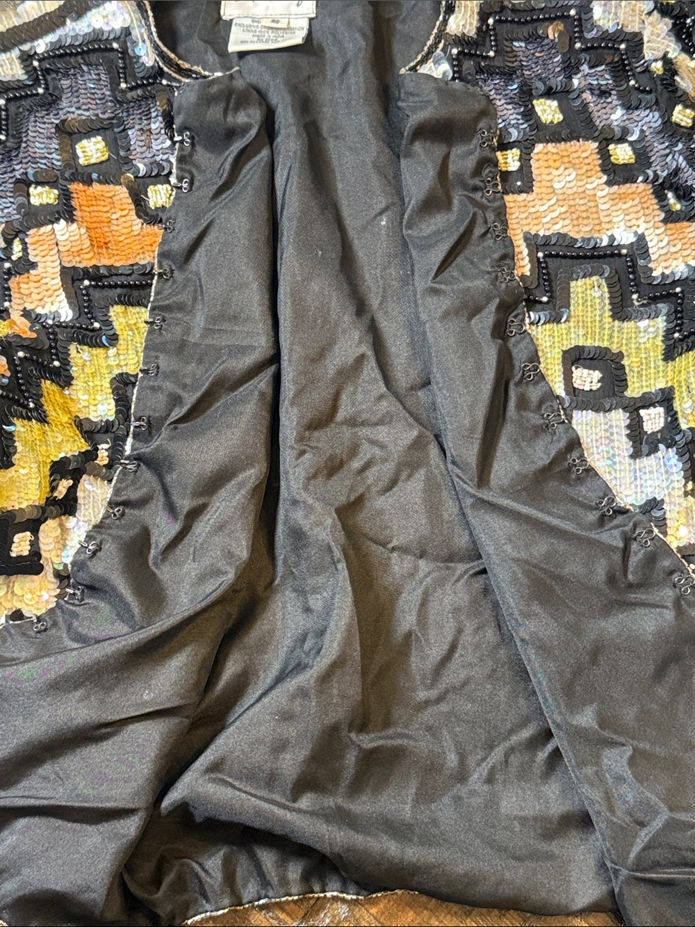 Sténay 100% Silk Beaded Sequin Jacket S Vintage Art Deco Evening - Picture 10 of 13